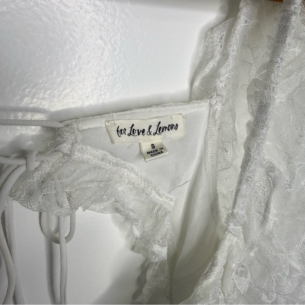 FOR LOVE & LEMONS White Lace Long Sleeve Cut Out Mini Dress - Picture 7 of 8